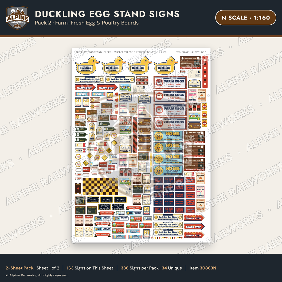 Alpine Railworks 30883N N Scale Roadside Signs - Giant Duck Farm Stand