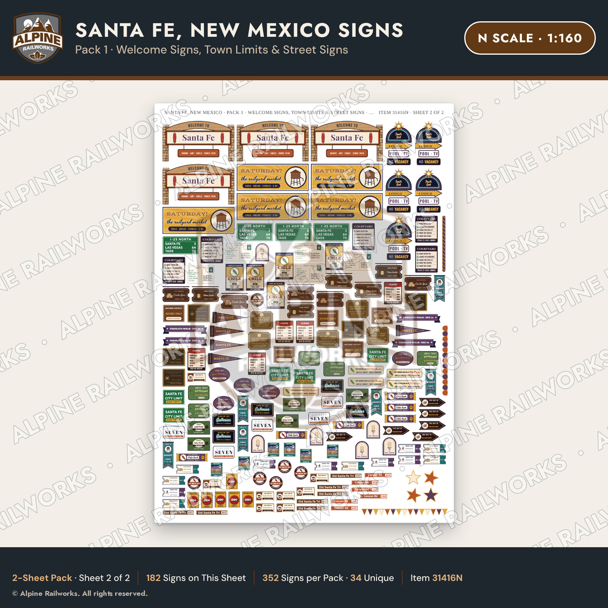 Alpine Railworks 31416N N Scale Santa Fe NM Signs - Welcome Signs