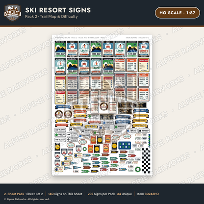 Alpine Railworks 30243HO HO Scale Ski Resort Signs - Trail Map