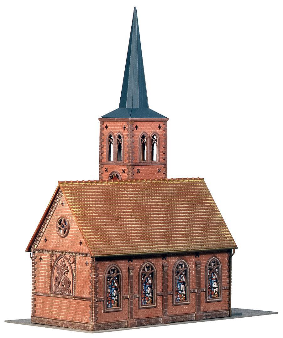 Faller 130239 HO Scale Small Town Church Kit, Weathered