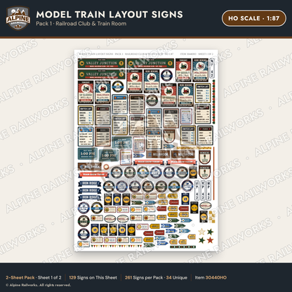 Alpine Railworks 30440HO HO Scale Model Train Layout Signs
