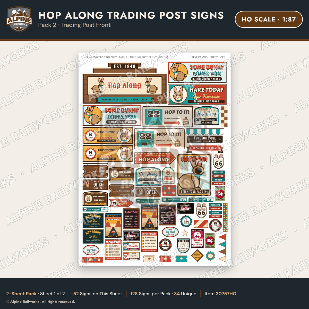 Alpine Railworks 30757HO HO Scale Roadside Signs - Trading Post