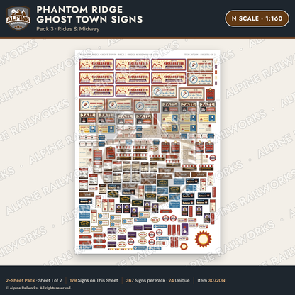 Alpine Railworks 30720N N Scale Roadside Signs - Mountain Ghost Town