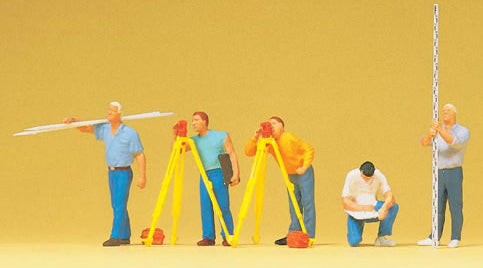 Preiser 10512 HO Scale Working People -- Surveyors pkg(5)