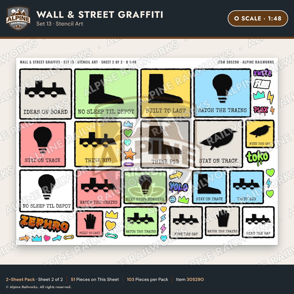 Alpine Railworks 30529O O Scale Wall & Street Graffiti Cut-Outs