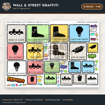 Alpine Railworks 30529O O Scale Wall & Street Graffiti Cut-Outs