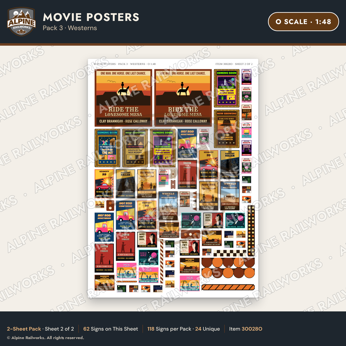 Alpine Railworks 30028O O Scale Movie Posters - Westerns