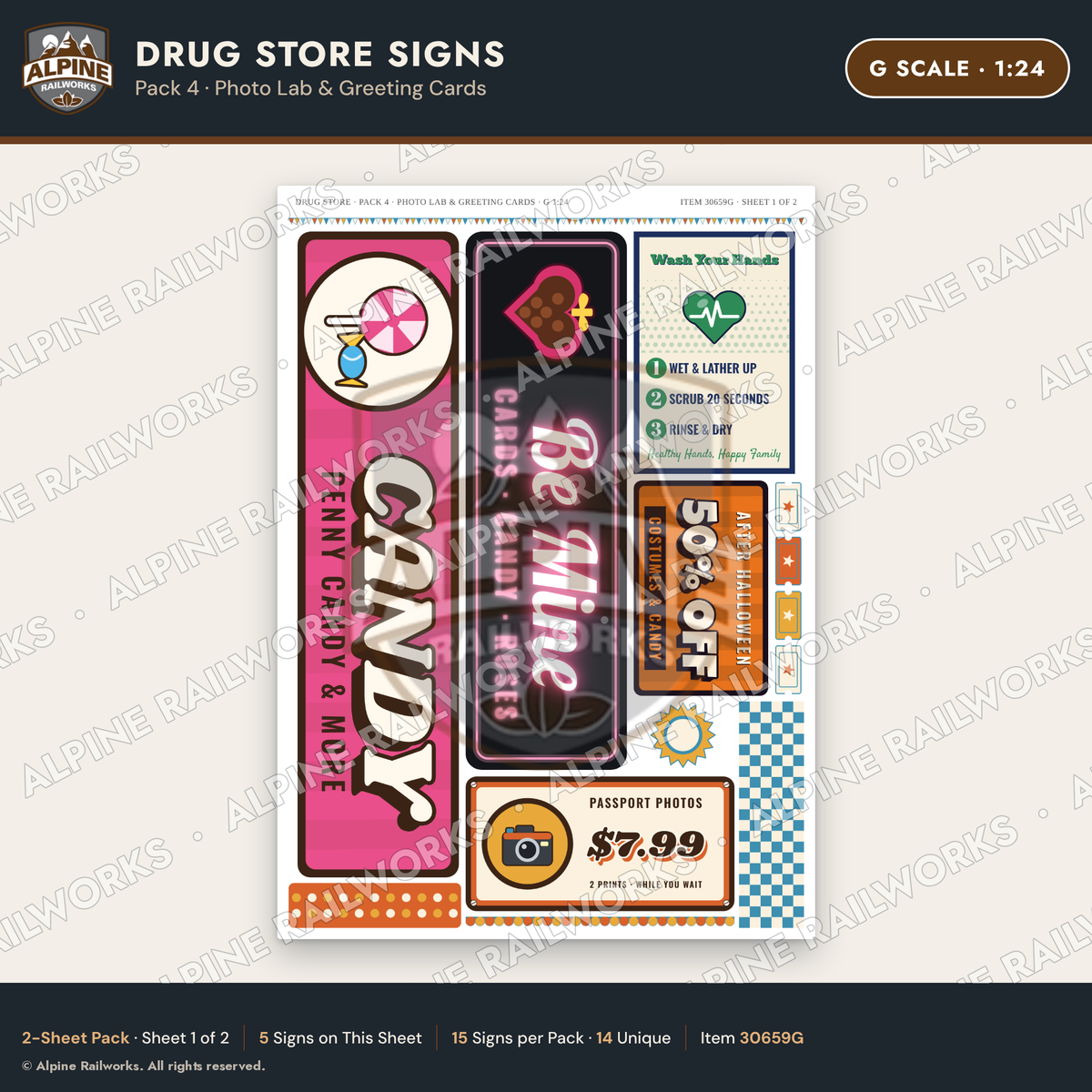 Alpine Railworks 30659G G Scale Drug Store Signs - Photo Lab
