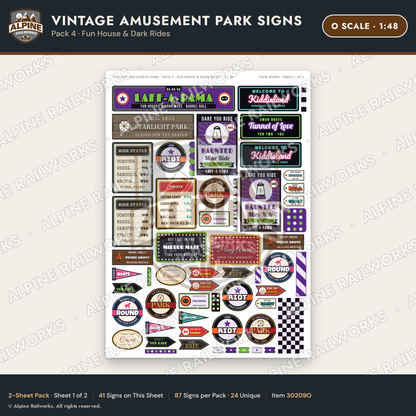 Alpine Railworks 30209O O Scale Vintage Amusement Park Signs