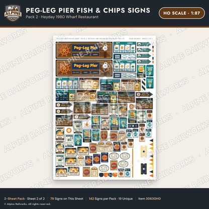 Alpine Railworks 30630HO HO Scale Fast Food Signs - Fish & Chips