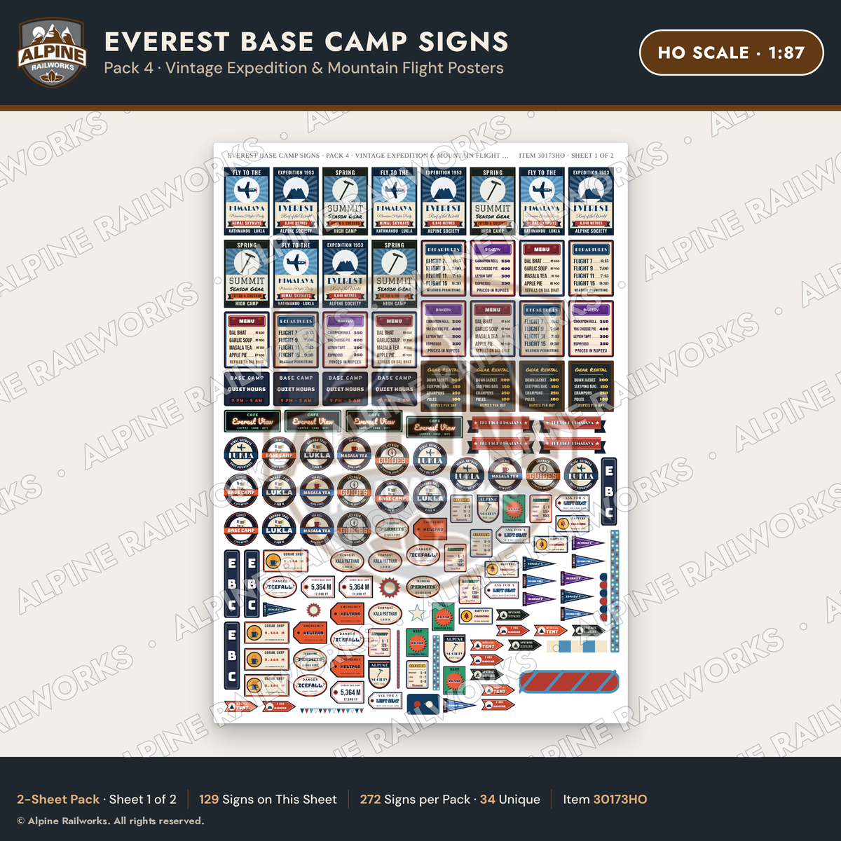 Alpine Railworks 30173HO HO Scale Everest Base Camp Signs - Expedition