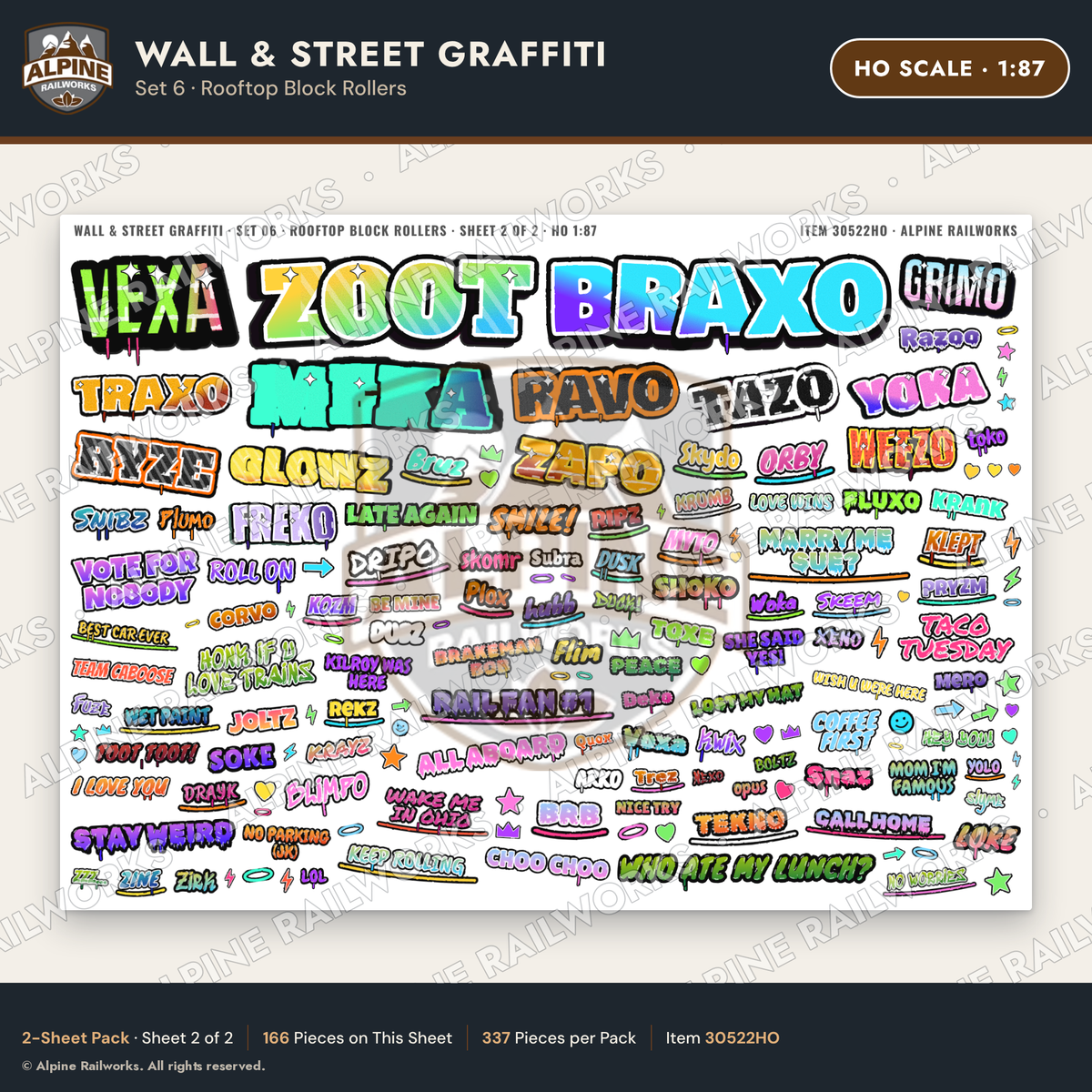 Alpine Railworks 30522HO HO Scale Wall & Street Graffiti Cut-Outs