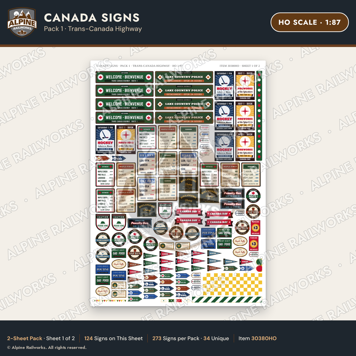 Alpine Railworks 30380HO HO Scale Canada Signs - Trans-Canada Highway