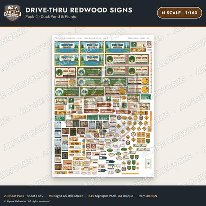 Alpine Railworks 31065N N Scale Roadside Signs - Drive-Thru Tree