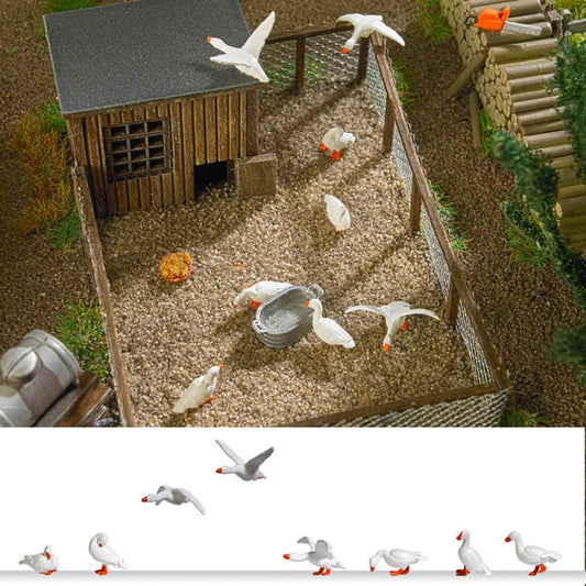 Busch 1195 HO Scale Domestic Geese -- pkg(8)
