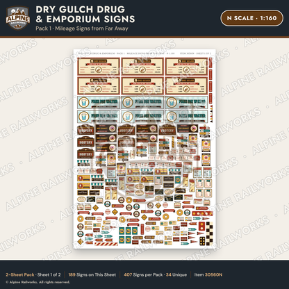 Alpine Railworks 30560N N Scale Roadside Signs - Western Drug Store