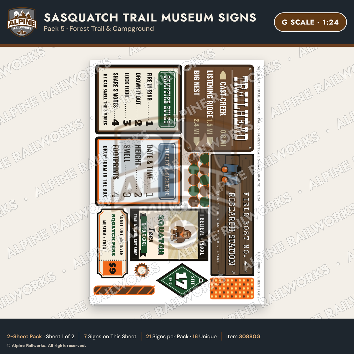 Alpine Railworks 30880G G Scale Roadside Signs - Bigfoot Museum