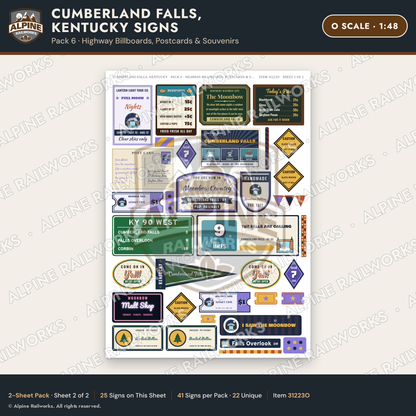 Alpine Railworks 31223O O Scale Cumberland Falls Signs - Billboards
