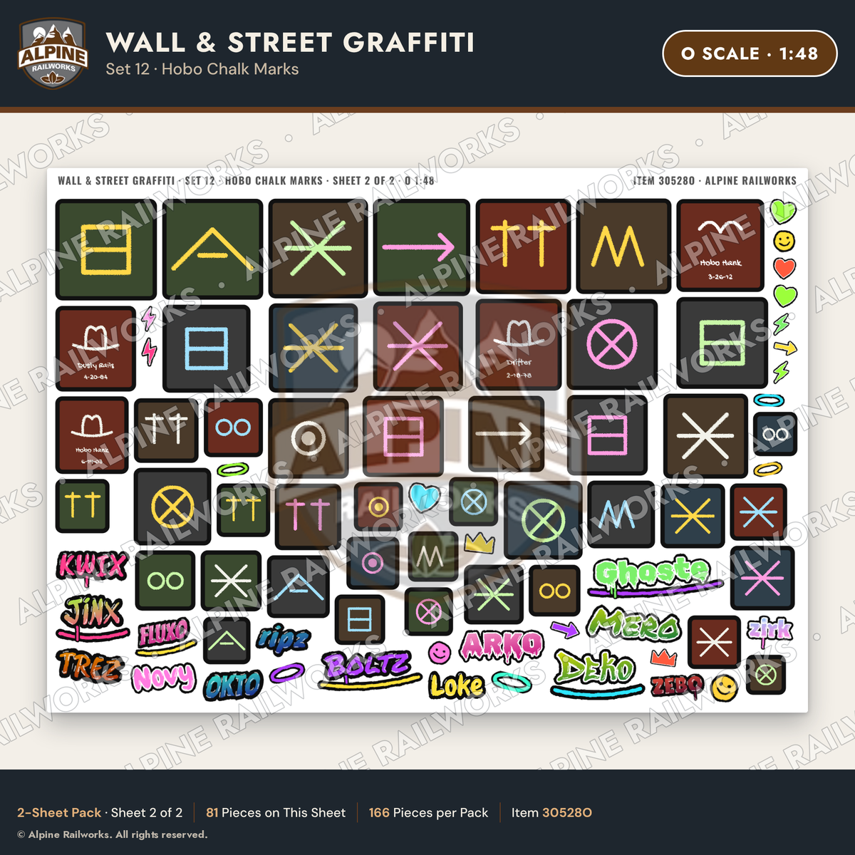 Alpine Railworks 30528O O Scale Wall & Street Graffiti Cut-Outs