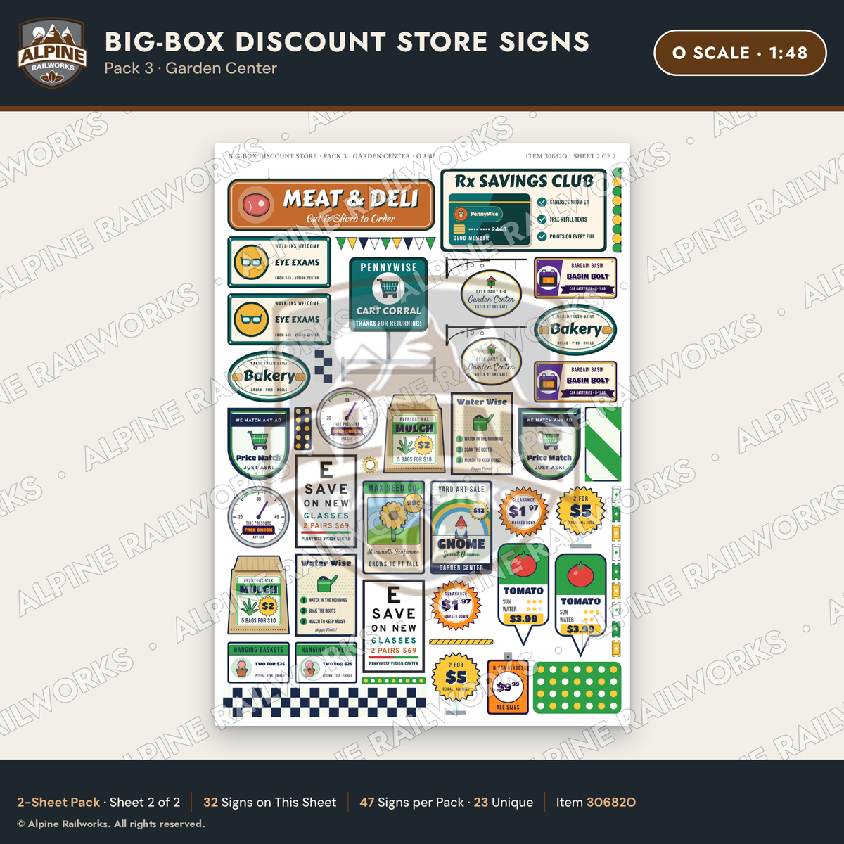 Alpine Railworks 30682O O Scale Big-Box Discount Store Signs