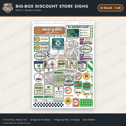 Alpine Railworks 30682O O Scale Big-Box Discount Store Signs