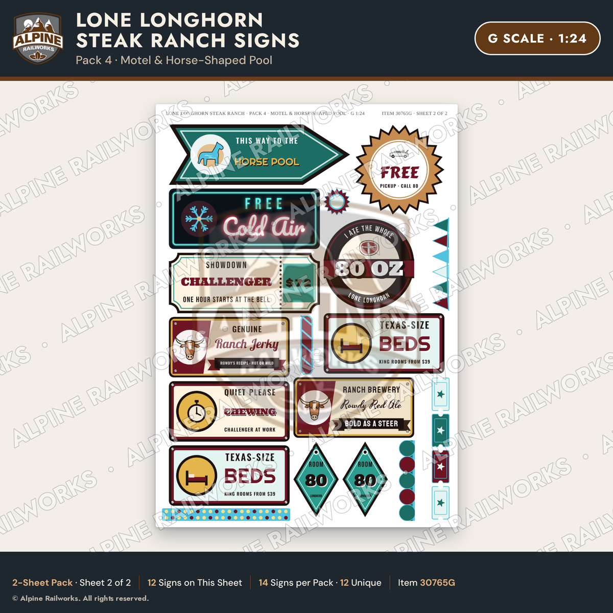 Alpine Railworks 30765G G Scale Roadside Signs - Big Steakhouse