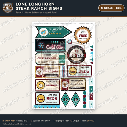 Alpine Railworks 30765G G Scale Roadside Signs - Big Steakhouse