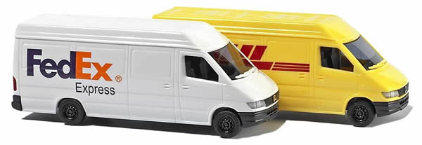 Busch 8304 N Scale Mercedes-Benz Sprinter Cargo Vans 1 Each: FedEx & DHL