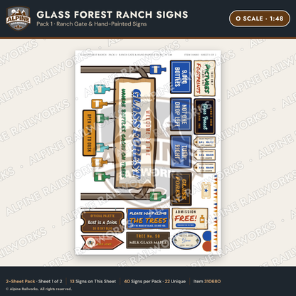 Alpine Railworks 31068O O Scale Roadside Signs - Bottle Tree Ranch