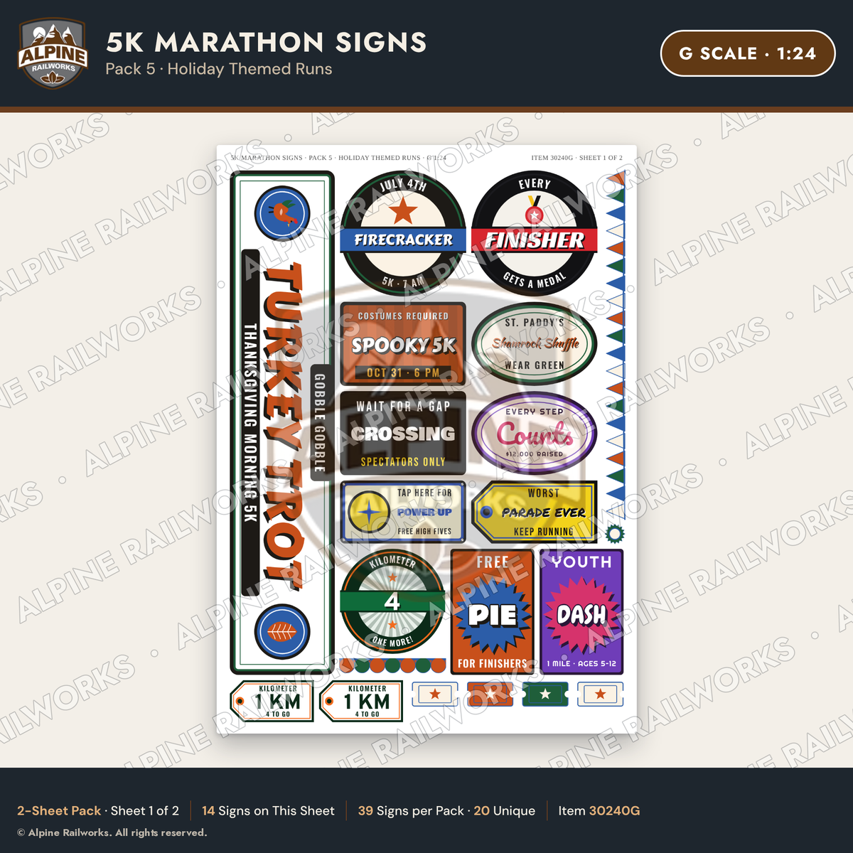 Alpine Railworks 30240G G Scale 5K Marathon Signs