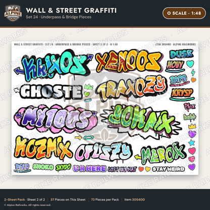 Alpine Railworks 30540O O Scale Wall & Street Graffiti Cut-Outs