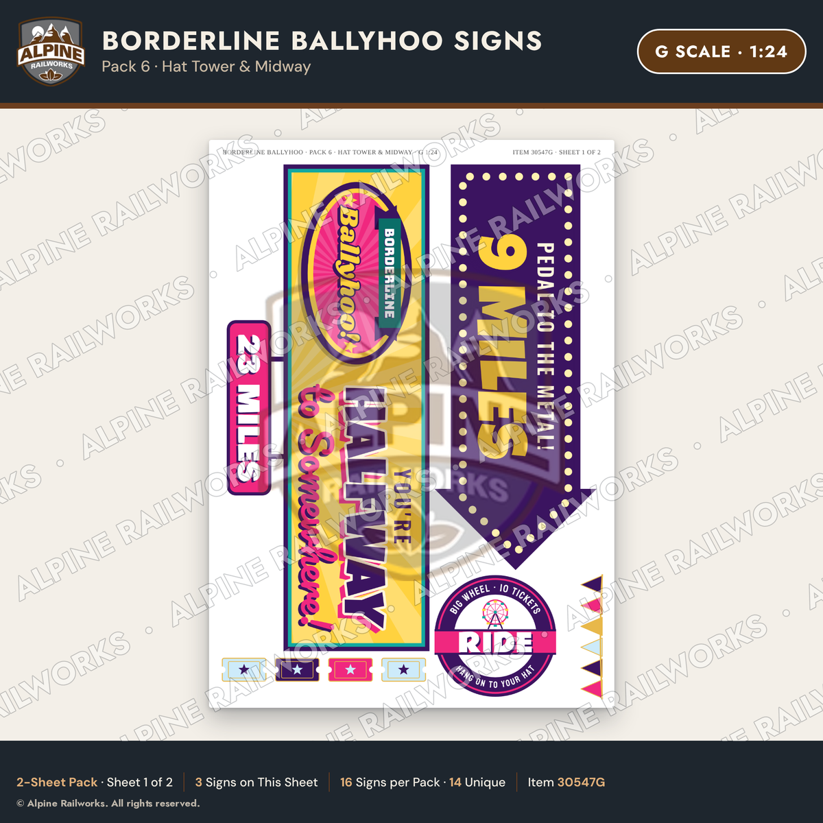 Alpine Railworks 30547G G Scale Roadside Signs - Border Tourist Stop