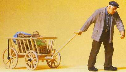 Preiser 45109 G Scale Pedestrians -- Man Pulling Hand Cart