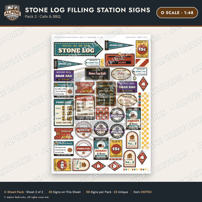 Alpine Railworks 31075O O Scale Roadside Signs - Petrified Wood