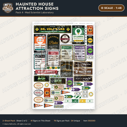 Alpine Railworks 30233O O Scale Haunted House Attraction Signs