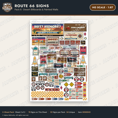 Alpine Railworks 30583HO HO Scale Route 66 Highway Signs