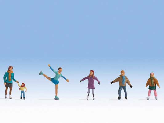 Noch 15824 HO Scale Ice Skaters -- pkg(6)