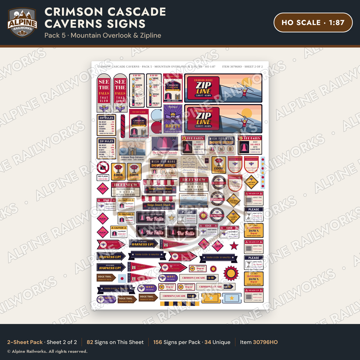 Alpine Railworks 30796HO HO Scale Roadside Attraction Signs - Caverns