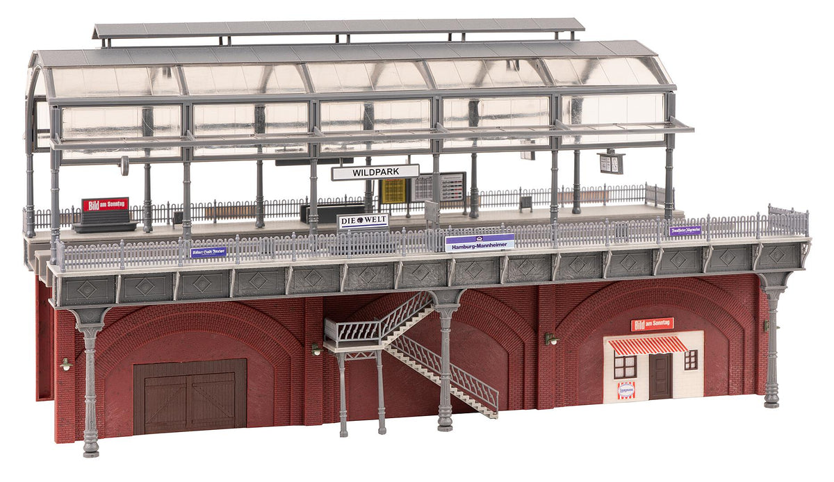 Faller 120580 HO Elevated Urban Train Station w/Glass Shed Kit
