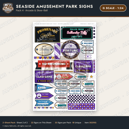 Alpine Railworks 30215G G Scale Seaside Amusement Park Signs - Arcade