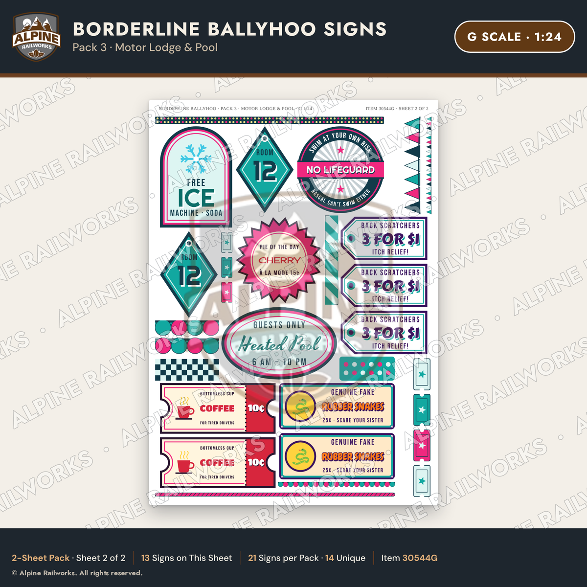 Alpine Railworks 30544G G Scale Roadside Signs - Border Tourist Stop