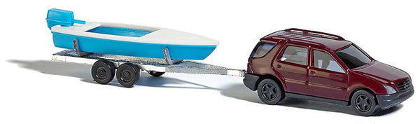 Busch 8334 N Scale Mercedes-Benz M-Klasse SUV w/Boat & Trailer