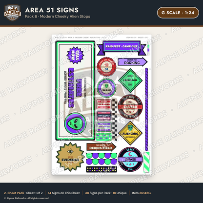 Alpine Railworks 30145G G Scale Area 51 Signs