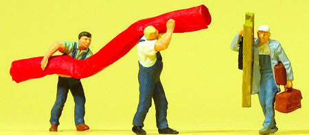 Preiser 10568 HO Scale Working People -- Carpet Installers pkg(3)