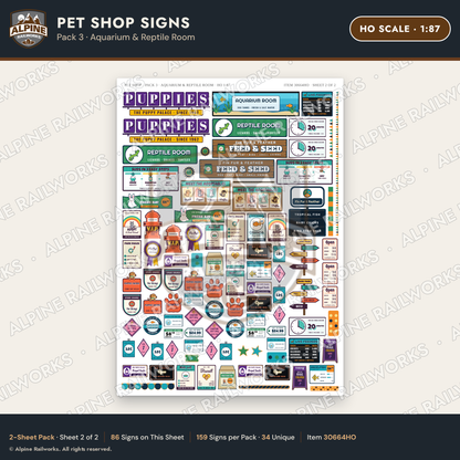 Alpine Railworks 30664HO HO Scale Pet Shop Signs - Aquarium