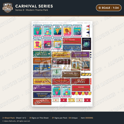 Alpine Railworks 30008G G Scale Carnival Signs - Modern Theme Park