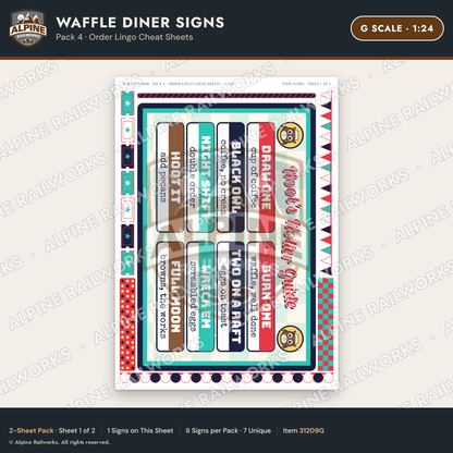 Alpine Railworks 31209G G Scale Waffle Diner Signs - Order Lingo