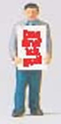 Preiser 29049 HO Scale Working People -- Man Carrying Sandwich Board Sign