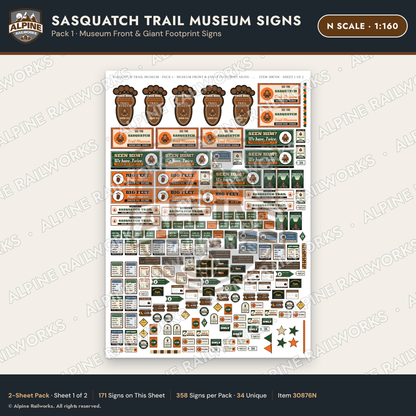 Alpine Railworks 30876N N Scale Roadside Signs - Bigfoot Museum