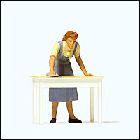 Preiser 28134 HO Scale Individual Figure -- Housewife Cleaning the Table